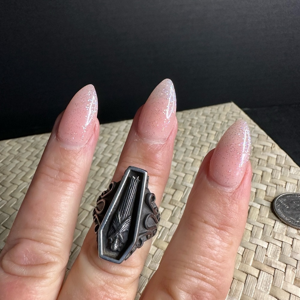 Vampire Coffin Skull Ring Unique High Quality Stainless Steel Ring. - Picture 7 of 7